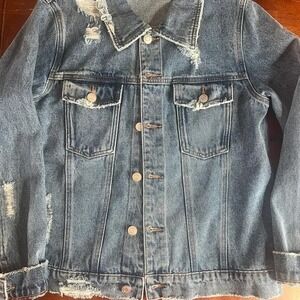 closet candy Distressed Blue Jean Jacket juniors size large